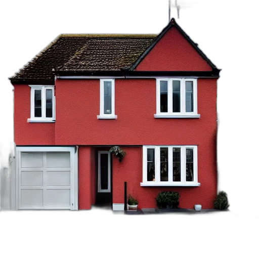 building, 3d render, photorealistic, red transparent PNG cut-out