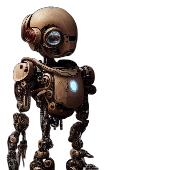 robot, staff, concept art, 3d render transparent PNG cut-out