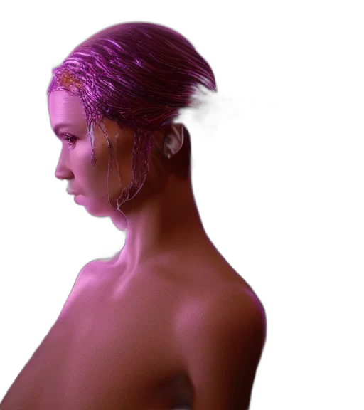 hair, crown, jewelry, dress, 3d render, cyberpunk, photorealistic, vaporwave transparent PNG cut-out