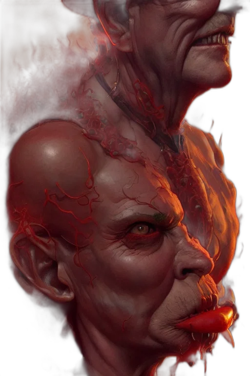 face, mask, concept art, fantasy art, photorealistic, comic book art, fire, red transparent PNG cut-out