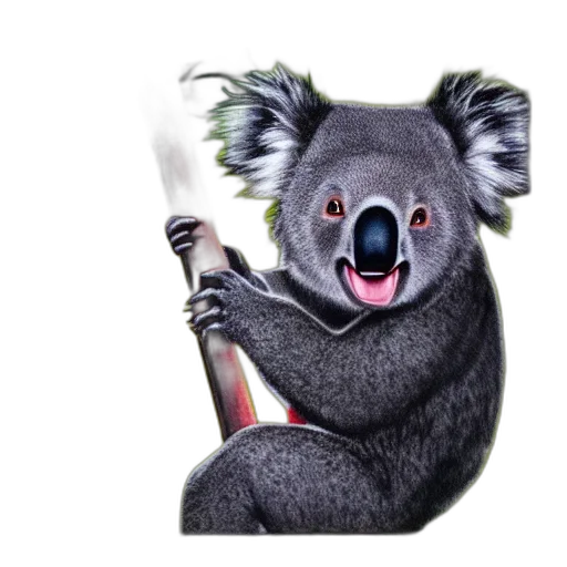 staff, animal, creature, photorealistic, concept art, polaroid, koala, screaming transparent PNG cut-out