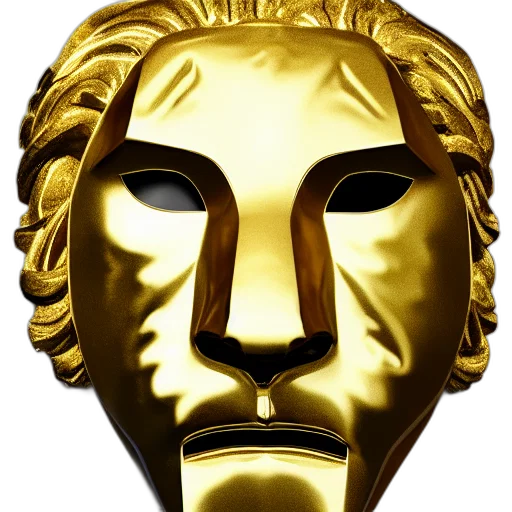 mask, face, crown, concept art, 3d render, photorealistic, golden, award transparent PNG cut-out