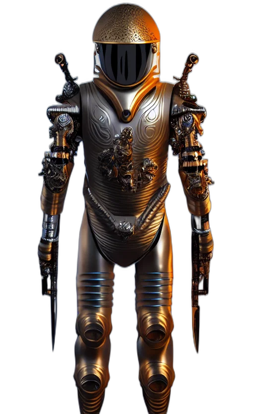 robot, sword, staff, weapon, 3d render, concept art, fierce, warrior transparent PNG cut-out