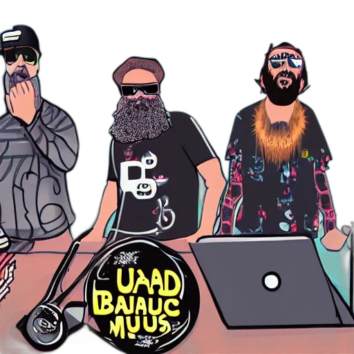 cartoon, beardthug, music, festival, hyperrealistic transparent PNG cut-out