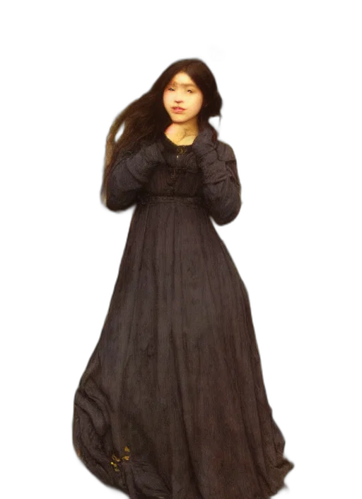 dress, staff, creature, face transparent PNG cut-out