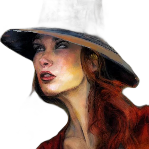 hat, face, staff, photorealistic, oil painting, watercolor, fantasy art, fire transparent PNG cut-out