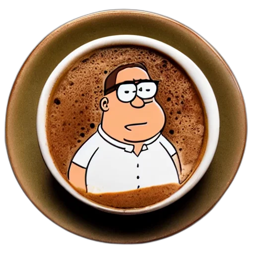 food, staff, cartoon, 3d render, photorealistic, peter, griffin, latte transparent PNG cut-out