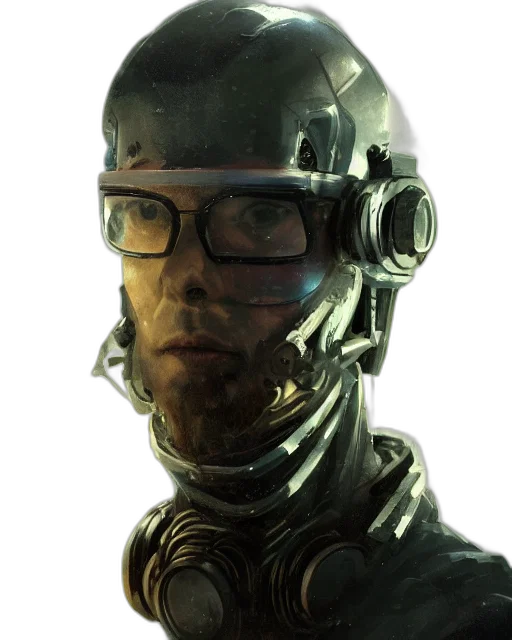 robot, face, staff, mask, cyberpunk, concept art, comic book art, photorealistic transparent PNG cut-out