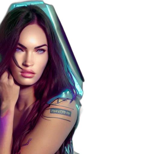 cyberpunk, photorealistic, concept art, fantasy art, neon lights, neon, beautiful, megan transparent PNG cut-out