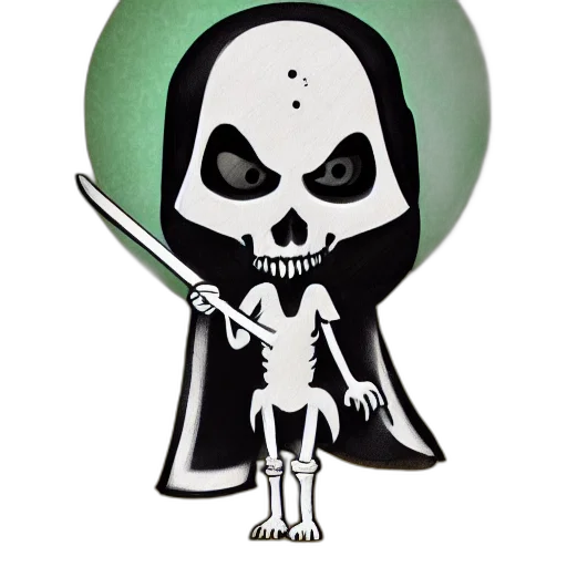 staff, concept art, pixel art, 3d render, cute, grim, reaper transparent PNG cut-out