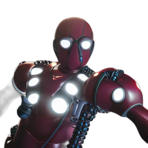 robot, weapon, staff, 3d render, concept art, comic book art, photorealistic, still transparent PNG cut-out