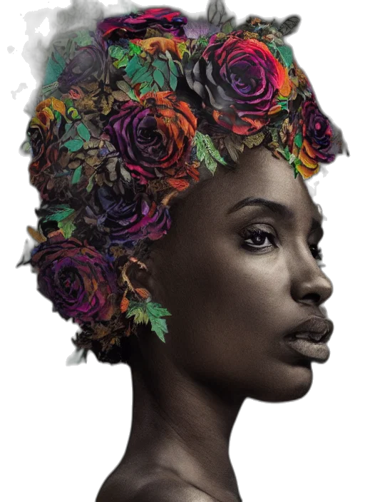 crown, hat, flower, face transparent PNG cut-out