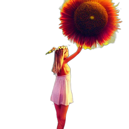 flower, staff, umbrella, dress, photorealistic, concept art, watercolor, 3d render transparent PNG cut-out