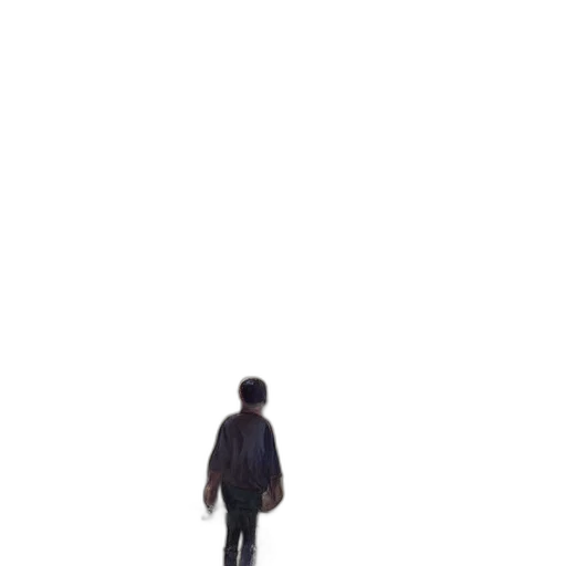 jacket, robot, umbrella, staff, pixel art, concept art, 3d render, photorealistic transparent PNG cut-out