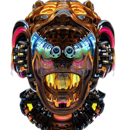 mask, robot, face, jewelry, cyberpunk, concept art, 3d render, photorealistic transparent PNG cut-out