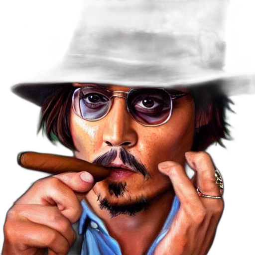 hat, face, photorealistic, comic book art, cartoon, pixel art, portrait, johnny transparent PNG cut-out