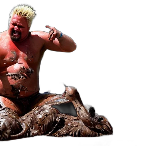 creature, animal, photorealistic, guy, fieri, high, mud, wrestling transparent PNG cut-out