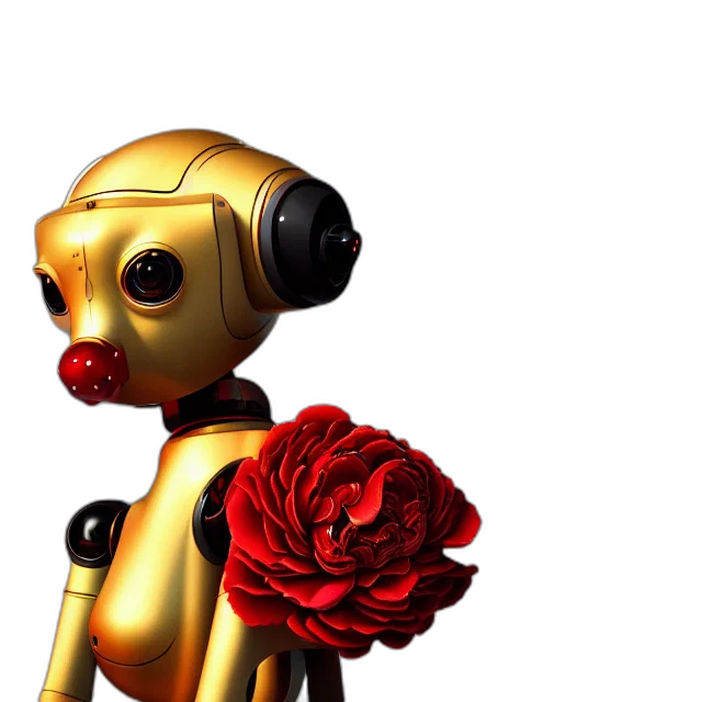 robot, flower, 3d render, concept art transparent PNG cut-out
