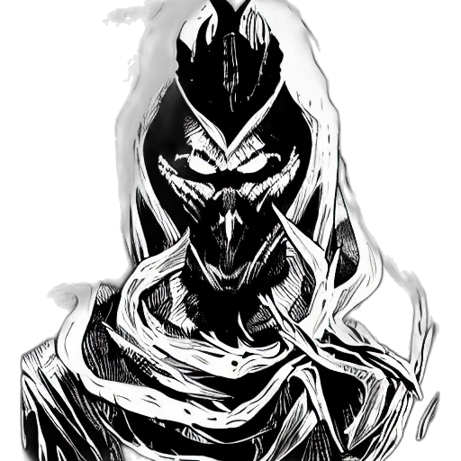 mask, face, creature, sword, concept art, comic book art, fantasy art, cyberpunk transparent PNG cut-out