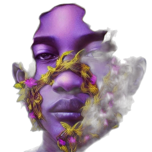 face, mask, crown, flower, photorealistic, fantasy art, concept art, watercolor transparent PNG cut-out