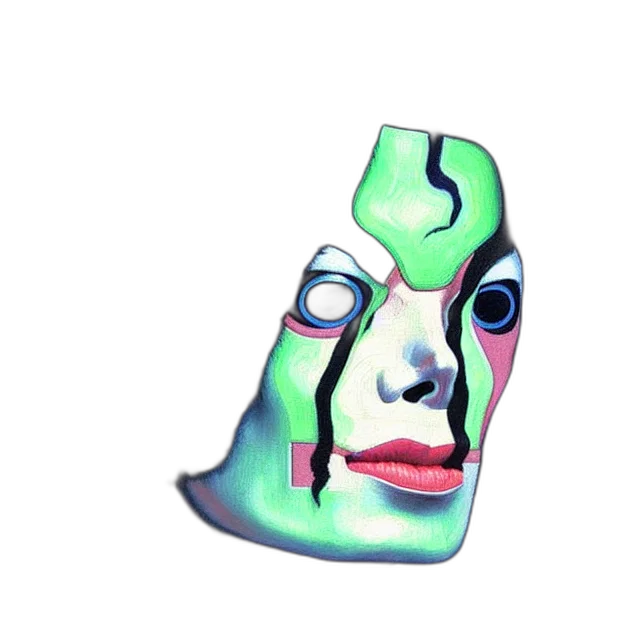 mask, face, robot, creature, vaporwave, 3d render, concept art, pixel art transparent PNG cut-out