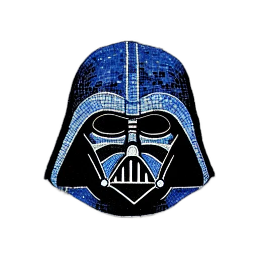 hat, mask, pixel art, blue, white, mosaic, darth, vader transparent PNG cut-out