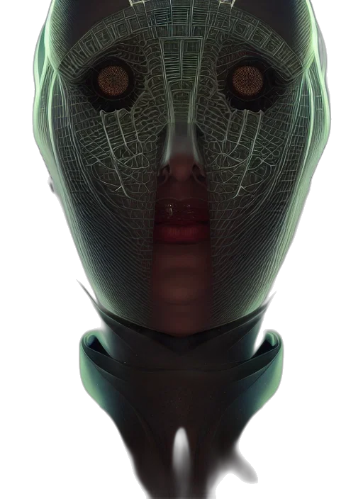 mask, face, robot, creature, cyberpunk, 3d render, concept art, photorealistic transparent PNG cut-out