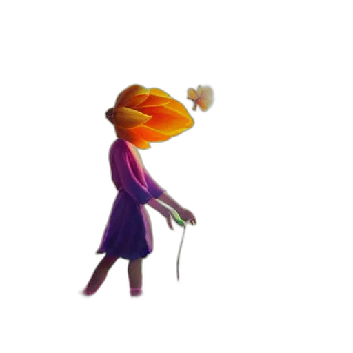flower, staff, dress, hat transparent PNG cut-out
