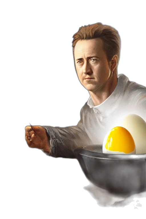 food, photorealistic, concept art, comic book art, pixel art, boiled, egg, edward transparent PNG cut-out