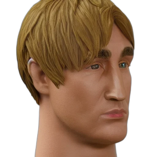 face, hair, staff, photorealistic transparent PNG cut-out