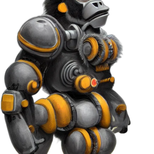 robot, concept art, 3d render, cyberpunk, monkey, wearing, mech, suit transparent PNG cut-out