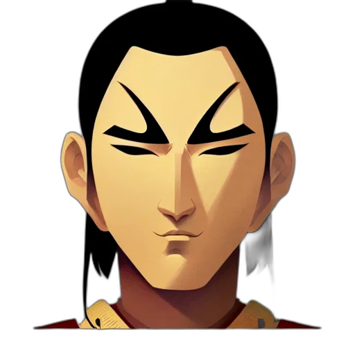 face, staff, mask, cartoon, concept art, pixel art, fantasy art, golden transparent PNG cut-out