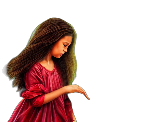 hair, dress, photorealistic, oil painting transparent PNG cut-out