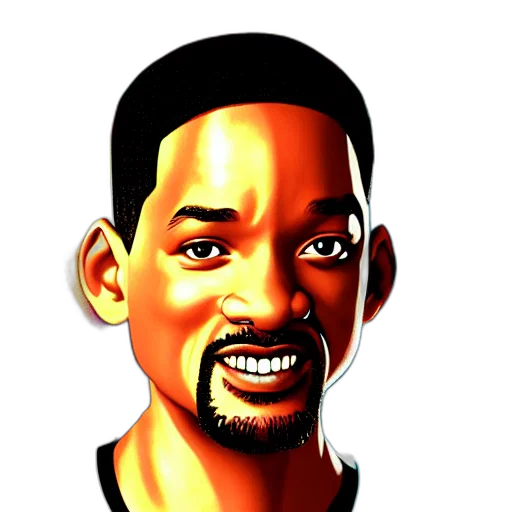 face, cartoon, photorealistic, pixel art, comic book art, will, smith, portrait transparent PNG cut-out