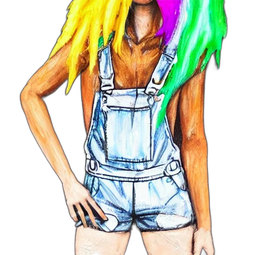 hair, dress, jacket, watercolor, cartoon, concept art, anime, neon transparent PNG cut-out