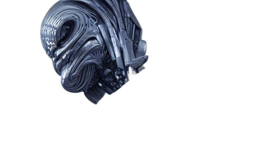 mask, hair, robot, crown, 3d render, photorealistic, concept art, vaporwave transparent PNG cut-out