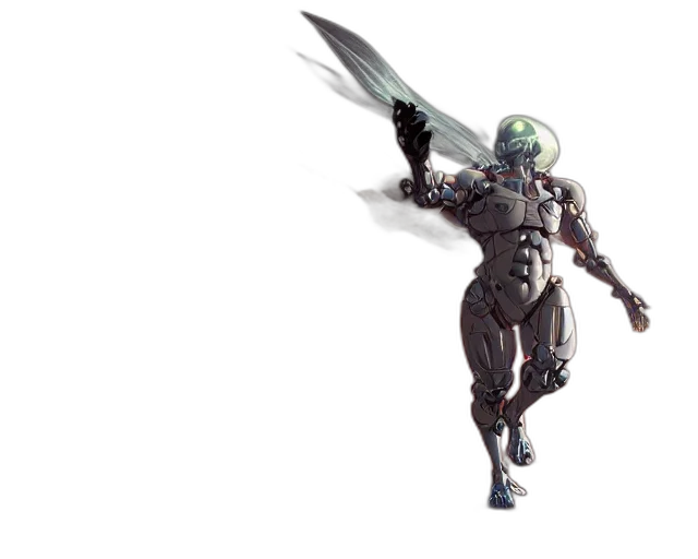 robot, creature, weapon, staff transparent PNG cut-out