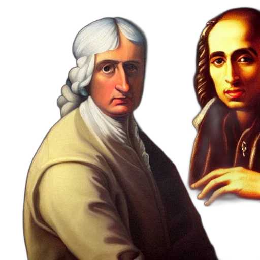 photorealistic, oil painting, realistic, neoclassical, painting, sir, isaac, newton transparent PNG cut-out