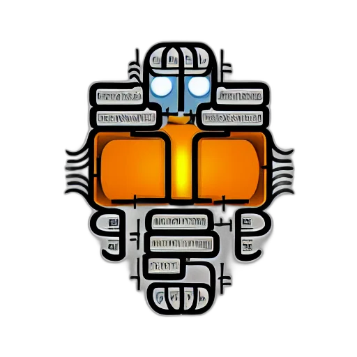 robot, crown, face, cyberpunk, pixel art, concept art, 3d render, logo transparent PNG cut-out