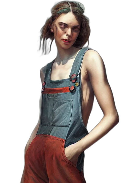 dress, face, jacket, staff transparent PNG cut-out