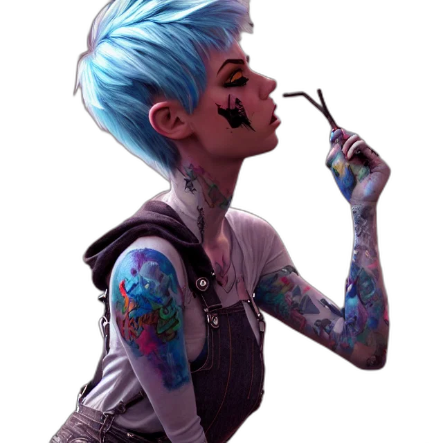 robot, cyberpunk, concept art, fantasy art, comic book art, neon lights, blue, pastel transparent PNG cut-out