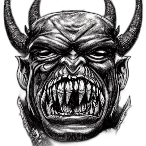 face, mask, creature, pencil sketch, comic book art, photorealistic, concept art, chaos transparent PNG cut-out