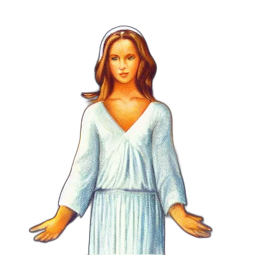 dress, jewelry, staff, face transparent PNG cut-out