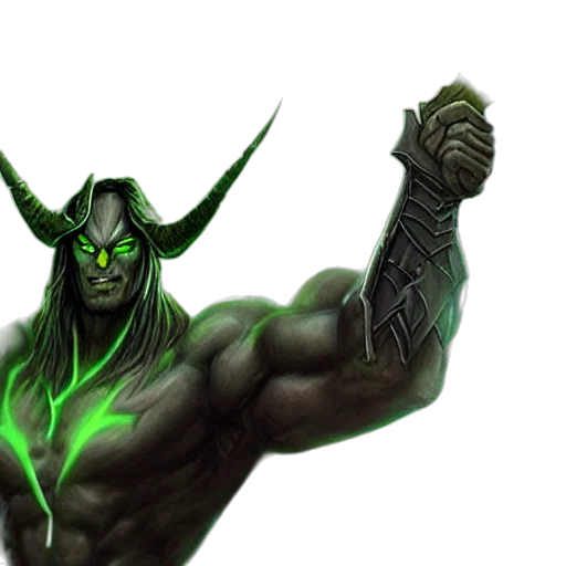 fantasy art, concept art, comic book art, pixel art, green, illidan, stormrage transparent PNG cut-out