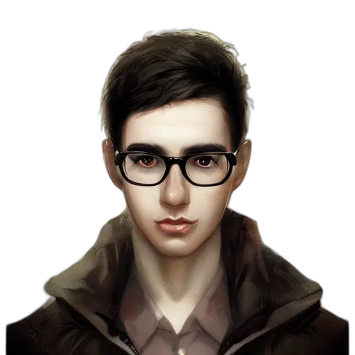 face, jacket, staff, photorealistic, fantasy art, concept art, comic book art, dark transparent PNG cut-out