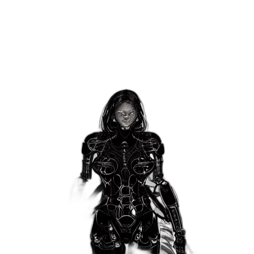 dress, robot, creature, mask, comic book art, concept art, 3d render, fantasy art transparent PNG cut-out