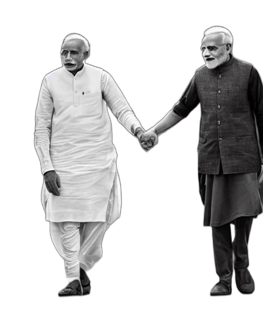 pencil sketch, portrait, gandhi, modi transparent PNG cut-out