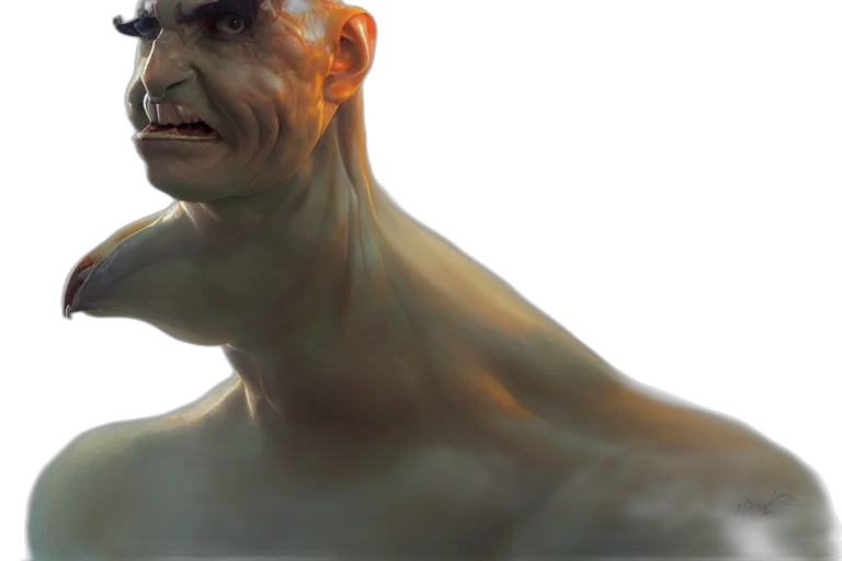 creature, face, mask, staff, 3d render, concept art, photorealistic, fantasy art transparent PNG cut-out