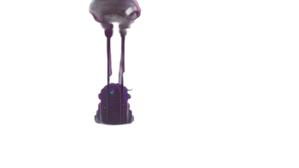 robot, umbrella, staff, crown, 3d render, photorealistic, concept art, outer space transparent PNG cut-out