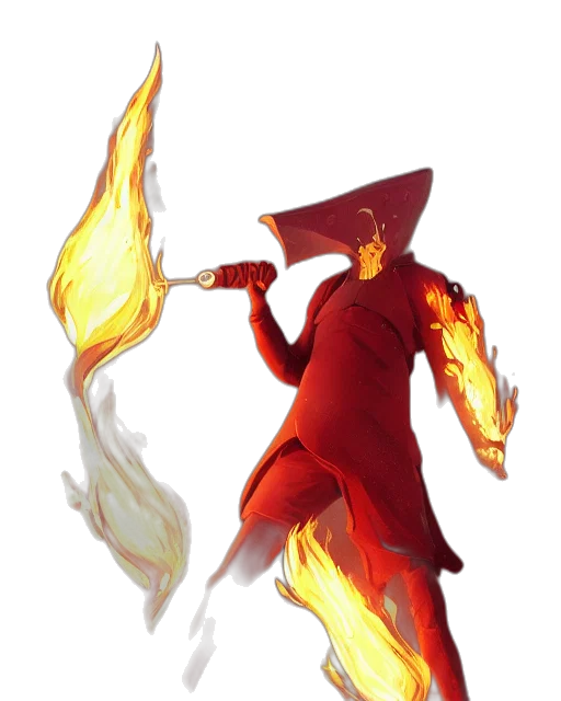 staff, mask, weapon, concept art, fantasy art, pixel art, watercolor, fire transparent PNG cut-out